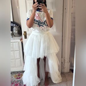 White Hi-Low Layered Tulle Skirt NWT